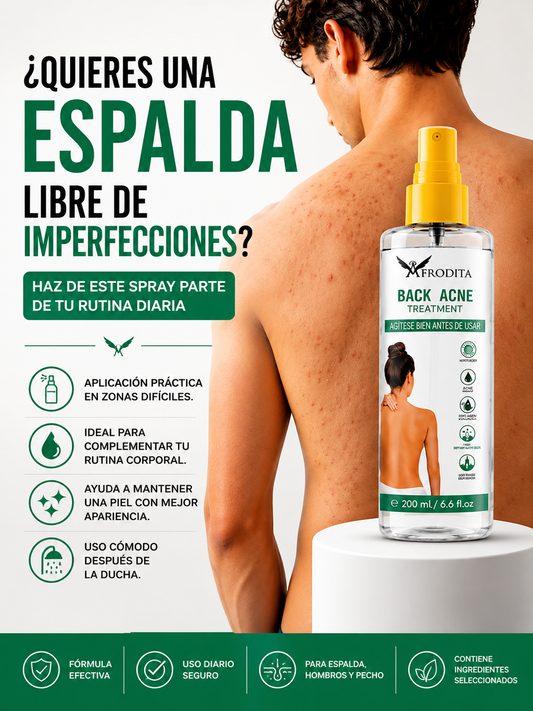 BackClear Spray La solución para el acné de la espalda y el cuerpo.