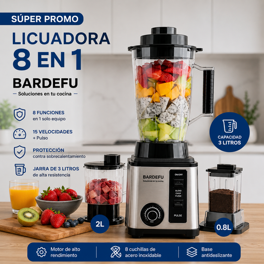 Licuadora Multifuncional 8 en 1 | Tritura, Licúa, Pica y Mucho Más