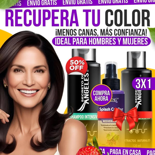 Shampoo Cubre Canas Aura Prime 3×1 con Colágeno + Resveratrol